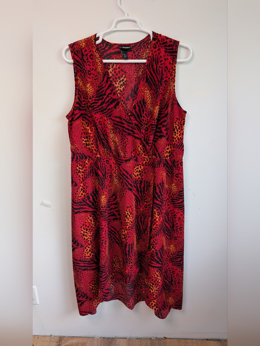 Lane Bryant Red Animal Print Leopard Faux Wrap Hi Lo Dress Midi Dress Size 20